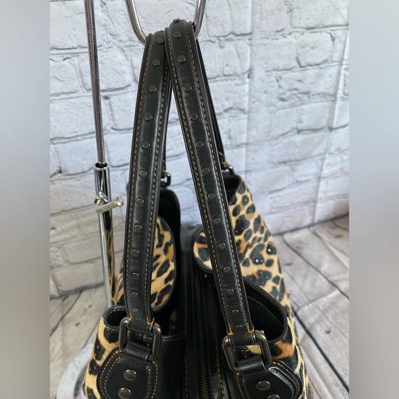 Edie Shoulder Bag 42 With Embellished Leopard Print Calfhair EUC - Picture 10 of 13